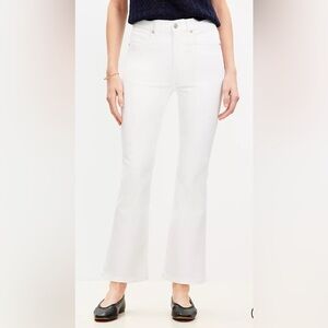LOFT White High Rise Kick Crop Jeans